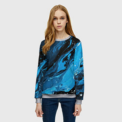 Свитшот женский Черно-синяя абстракция геометрическая, цвет: 3D-меланж — фото 2