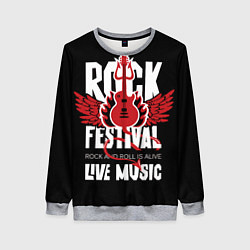 Свитшот женский Rock festival - live music, цвет: 3D-меланж