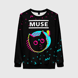 Свитшот женский Muse - rock star cat, цвет: 3D-черный