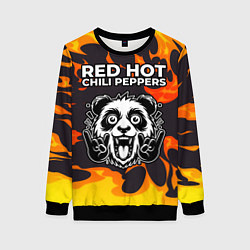 Женский свитшот Red Hot Chili Peppers рок панда и огонь