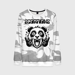 Женский свитшот Scorpions рок панда на светлом фоне