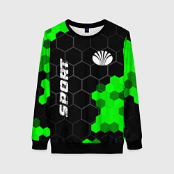 Свитшот женский Daewoo green sport hexagon, цвет: 3D-черный