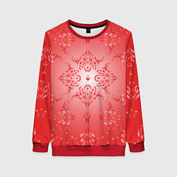 Свитшот женский Красный симметричный узор, цвет: 3D-красный
