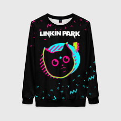 Свитшот женский Linkin Park - rock star cat, цвет: 3D-черный