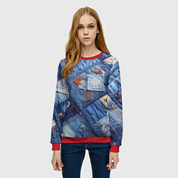 Свитшот женский Vanguard jeans patchwork - ai art, цвет: 3D-красный — фото 2