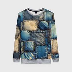 Свитшот женский Denim patchwork - ai art, цвет: 3D-меланж