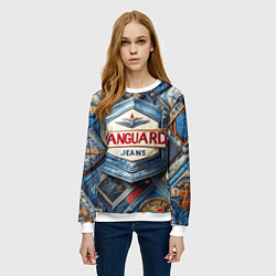 Свитшот женский Vanguard denim patchwork - ai art, цвет: 3D-белый — фото 2