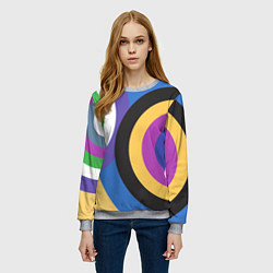 Свитшот женский Разноцветные круги, абстракция, цвет: 3D-меланж — фото 2
