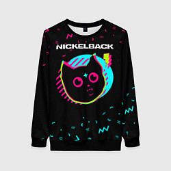 Свитшот женский Nickelback - rock star cat, цвет: 3D-черный