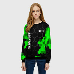 Свитшот женский Audi green sport hexagon, цвет: 3D-черный — фото 2