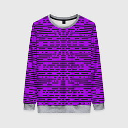 Свитшот женский Чёрные полосы на фиолетовом фоне, цвет: 3D-меланж