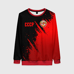 Свитшот женский СССР - черно-красный, цвет: 3D-красный