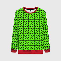 Свитшот женский Зелёные лепестки шестиугольники, цвет: 3D-красный