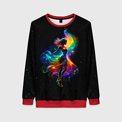 Женский свитшот Неоновая танцовщица в звездном небе