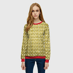 Свитшот женский Белые плюсики на жёлтом фоне, цвет: 3D-красный — фото 2