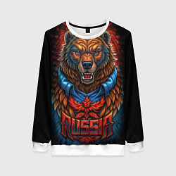 Свитшот женский Военный русский медведь, цвет: 3D-белый