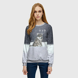 Свитшот женский Одинокий волк ауфф, цвет: 3D-меланж — фото 2