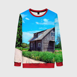 Свитшот женский Дом в деревне, цвет: 3D-красный