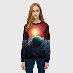 Свитшот женский Космос и разные планеты, цвет: 3D-черный — фото 2