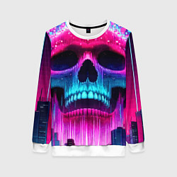 Женский свитшот Pixel skull blast brain - cyber city ai art