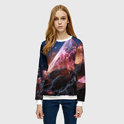 Свитшот женский Абстрактная пирамида космическая, цвет: 3D-белый — фото 2