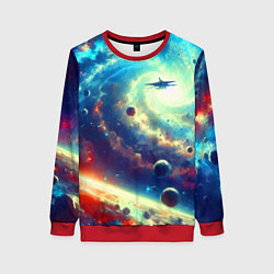 Свитшот женский Полёт к далёкой галактике - нейросеть, цвет: 3D-красный