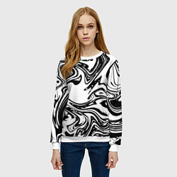 Свитшот женский Абстрактная черно-белая, цвет: 3D-белый — фото 2