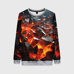 Свитшот женский Взрыв камней в красном неоне, цвет: 3D-меланж