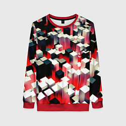Женский свитшот Черно-белые блоки в красном тумане