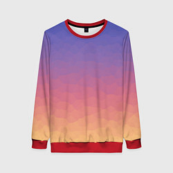 Свитшот женский Эффект рассвета градиентом с кристаллизацией, цвет: 3D-красный
