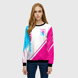 Свитшот женский Aston Villa neon gradient style вертикально, цвет: 3D-черный — фото 2