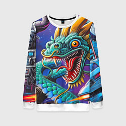 Женский свитшот Фантастическая космическая композиция с драконом -