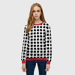Свитшот женский Лаконичные мазки квадраты, цвет: 3D-красный — фото 2