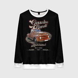 Свитшот женский Хот-род в стиле rat Gasoline Bandit, цвет: 3D-белый
