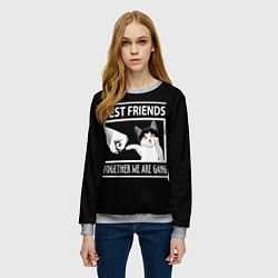 Свитшот женский Лучшие друзья человек икот, цвет: 3D-меланж — фото 2