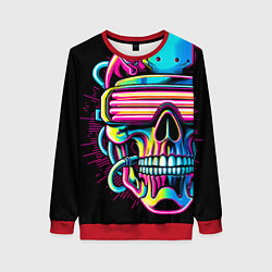 Женский свитшот Cyber skull - ai art neon