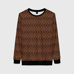 Свитшот женский Коричневый узоры, цвет: 3D-черный