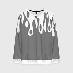 Женский свитшот Потеки белой краски на сером фоне