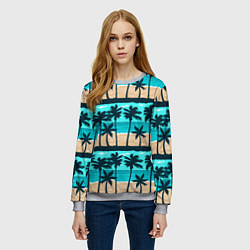 Свитшот женский Пляжные пальмы паттерн, цвет: 3D-меланж — фото 2