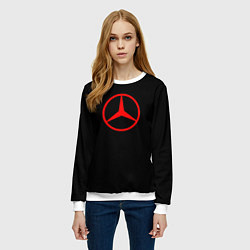 Свитшот женский Mercedes logo red, цвет: 3D-белый — фото 2