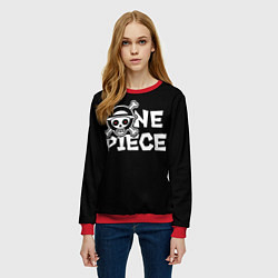 Свитшот женский One piece - emblem, цвет: 3D-красный — фото 2
