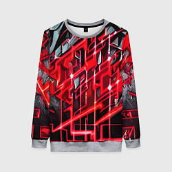Свитшот женский Красно-белая абстракция, цвет: 3D-меланж