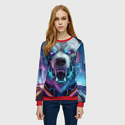 Свитшот женский Cyber bear - neon glow, цвет: 3D-красный — фото 2