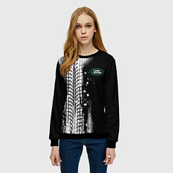 Свитшот женский Ленд Ровер - следы от шин, цвет: 3D-черный — фото 2