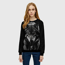 Свитшот женский Волк ночи, цвет: 3D-черный — фото 2