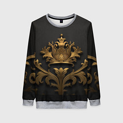 Свитшот женский Объемная золотая корона с узорами, цвет: 3D-меланж