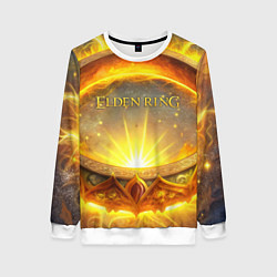 Свитшот женский Elden Ring лого и волшебное золотое кольцо, цвет: 3D-белый