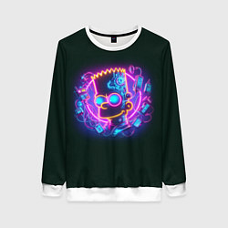 Свитшот женский Neon Bart Simpson - cyberpunk fantasy, цвет: 3D-белый