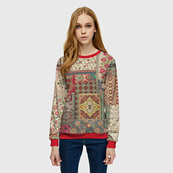 Свитшот женский Славянский собирательный узор - орнаментный паттер, цвет: 3D-красный — фото 2