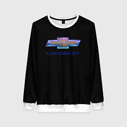 Свитшот женский Chevrolet logo neon, цвет: 3D-белый
